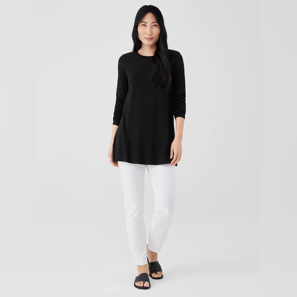 Eileen Fisher Woman Womens Plus Sz 2X Black Stretch Jersey Knit Crew Sweatshirt - Picture 1 of 9